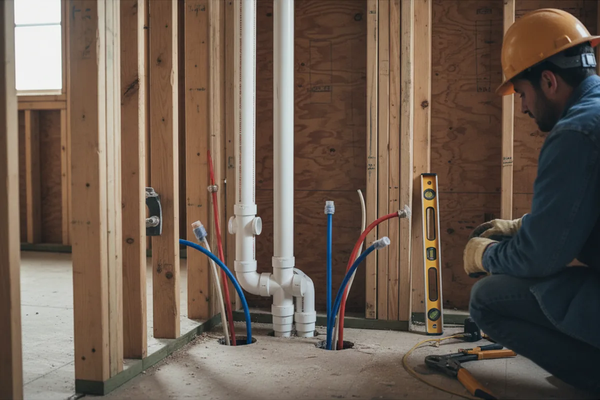 Drain and supply rough-in during Drain Cleaning in New Salem